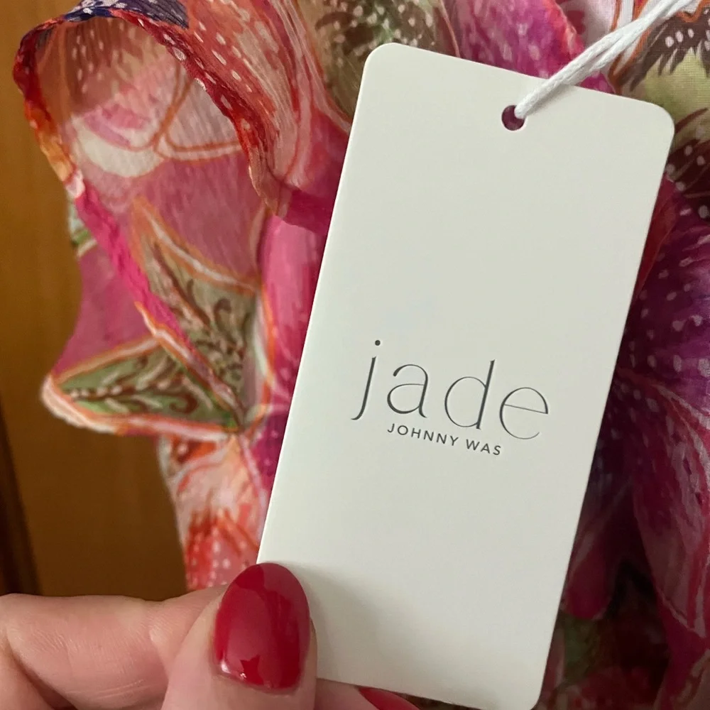 Johnny Was Jade Katella Midi Dress Fabiola Floral Pink Ruffle Dress - Picture 4 of 9